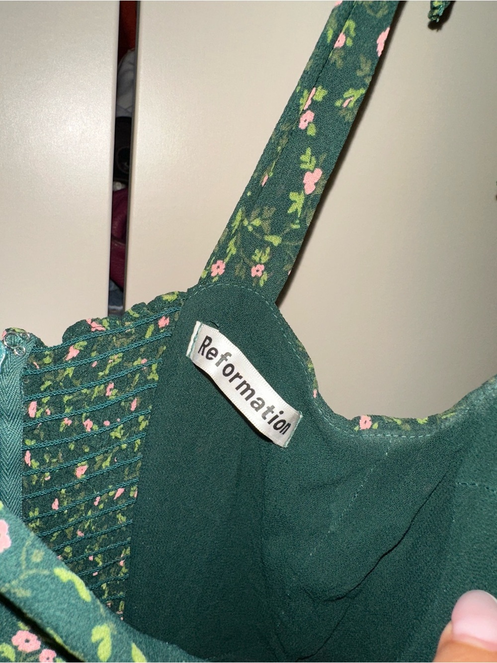 Reformation Niara Boho Tie Straps Smocked Floral Mini Dress In Coriander Size 0 - Picture 5 of 7